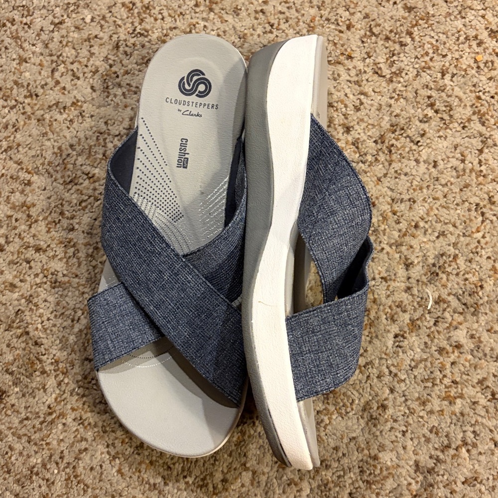 Cloudsteppers by Clarks Denim Blue Slide Sandals - Picture 3 of 4